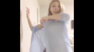 Bueatiful big boob Chinese girl love to dance and touch herself for you