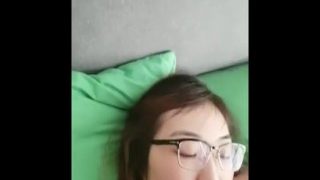 Chinese pure office lady cum facial and swallow