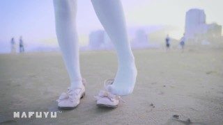 神楽坂真冬海滩泳装白丝长筒袜COSPLAY