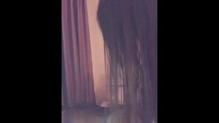 CHINESE TS 金雪儿扯破连身网袜露奶艹TS姐妹双双射出